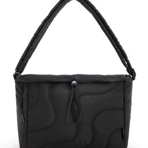 Sac Fourre-tout Rembourré Noir Fermeture Cordon