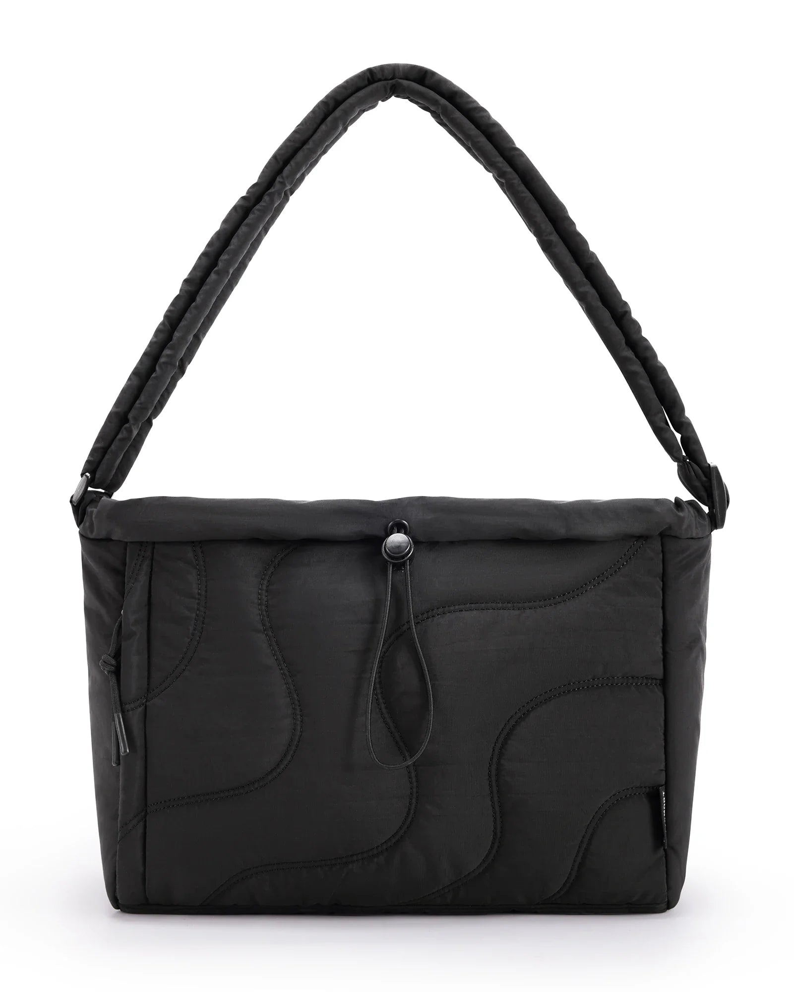 Sac Fourre-tout Rembourré Noir Fermeture Cordon