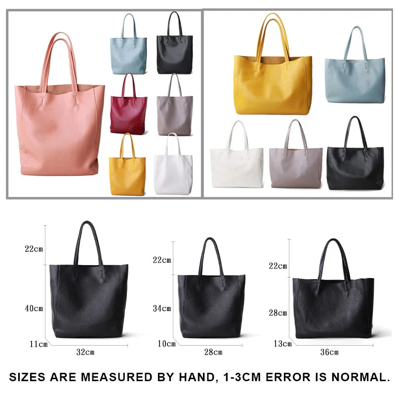 Sac Fourre-tout Cuir Vache Souple Épuré