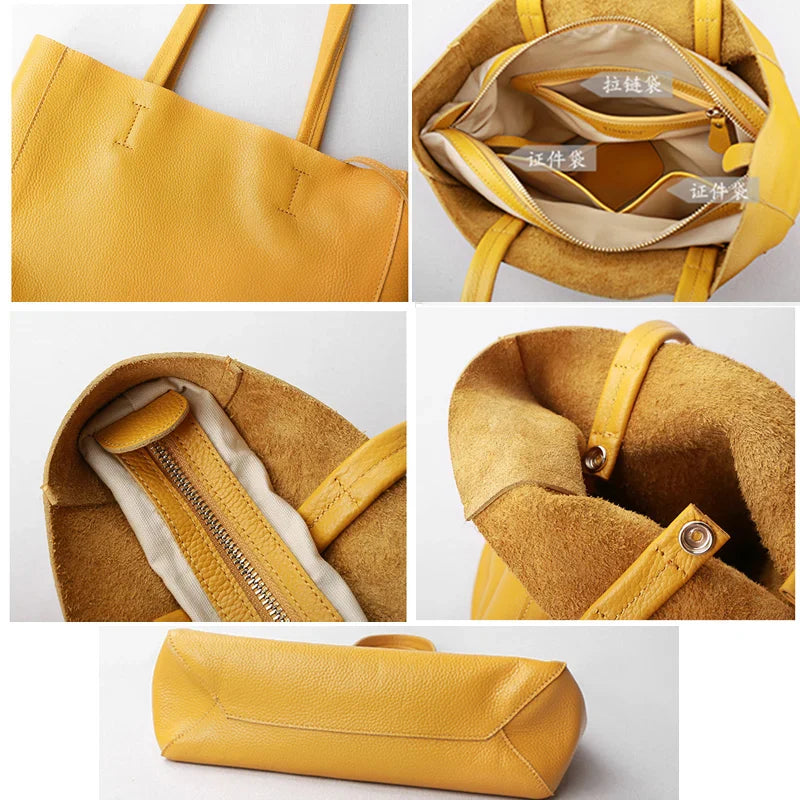 Sac Fourre-tout Cuir Vache Souple Épuré