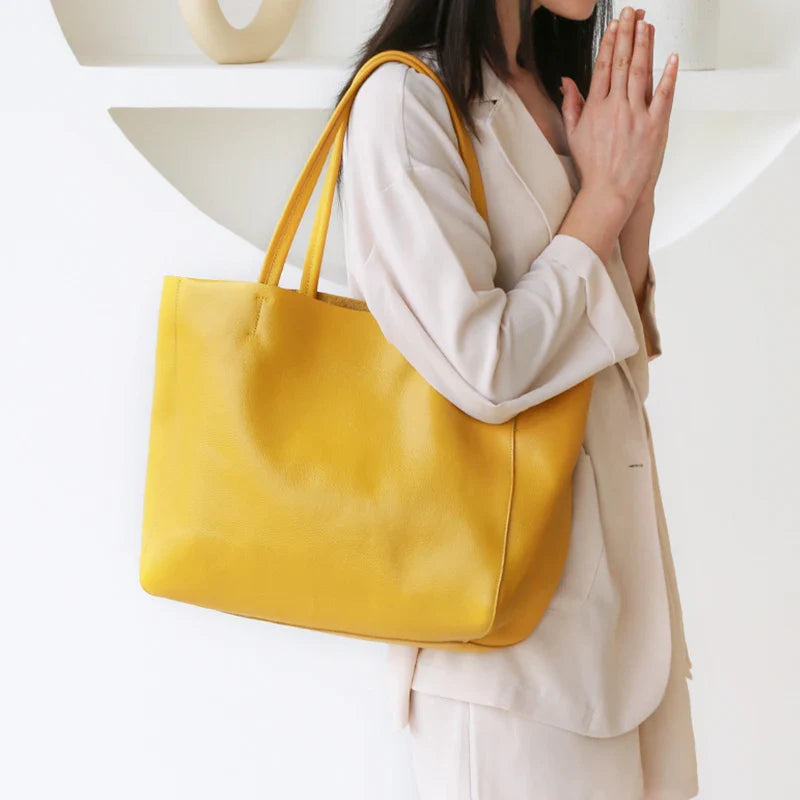 Sac Fourre-tout Cuir Vache Souple Épuré