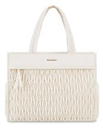 Sac Fourre-tout Plissé Crème Zippé