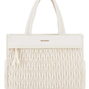Sac Fourre-tout Plissé Crème Zippé