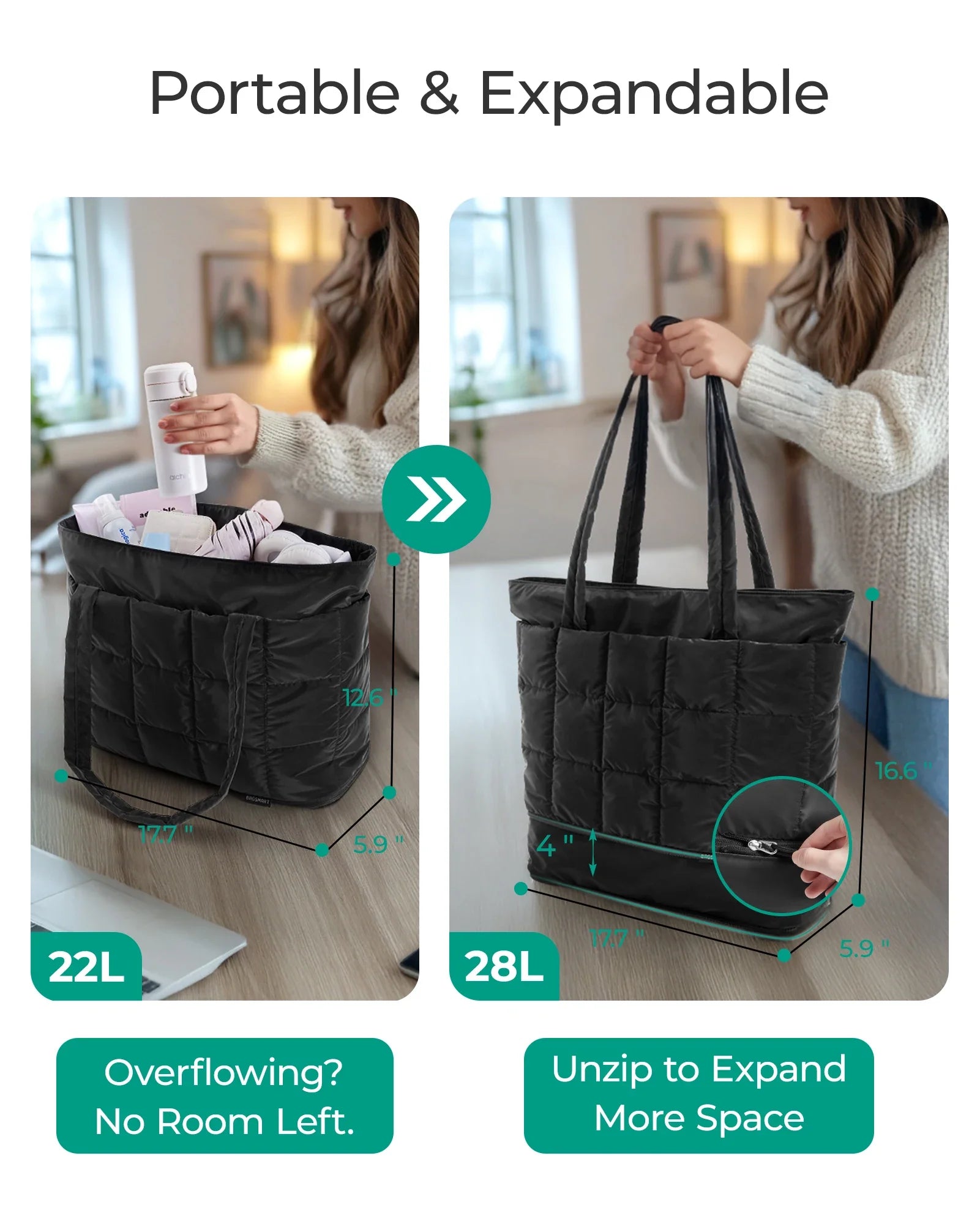 Sac Fourre-tout Extensible Imperméable Décontracté