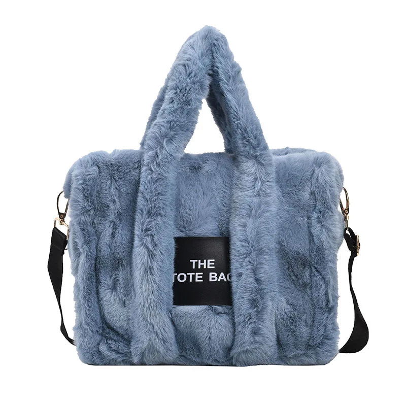 Sac Fourre-tout Peluche Bleu Femme Décontracté
