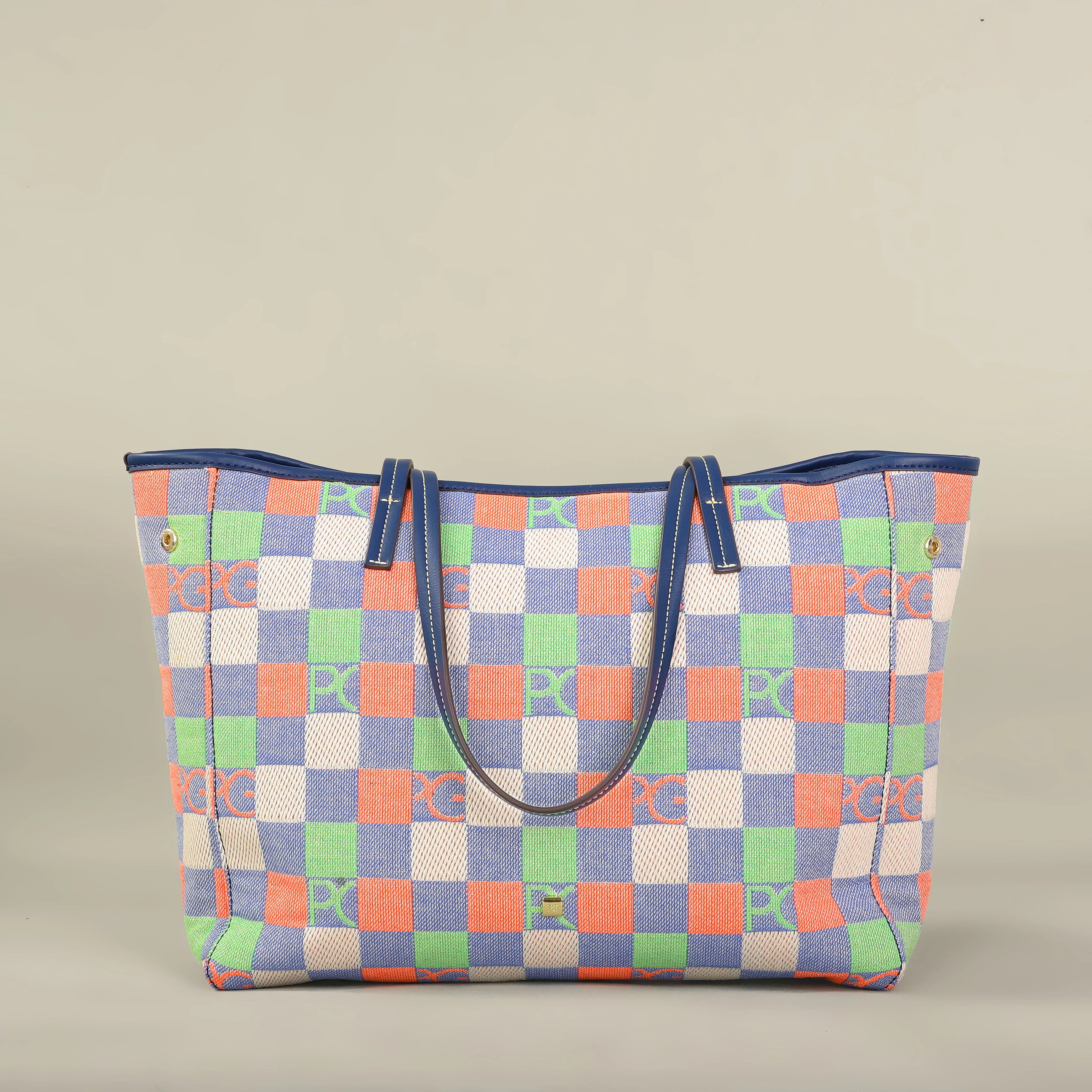 Sac Fourre-tout Femme Polyester Damier Vert