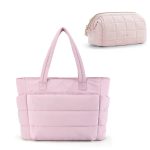 Sac Fourre-tout Rose Gonflé Pochette Assortie