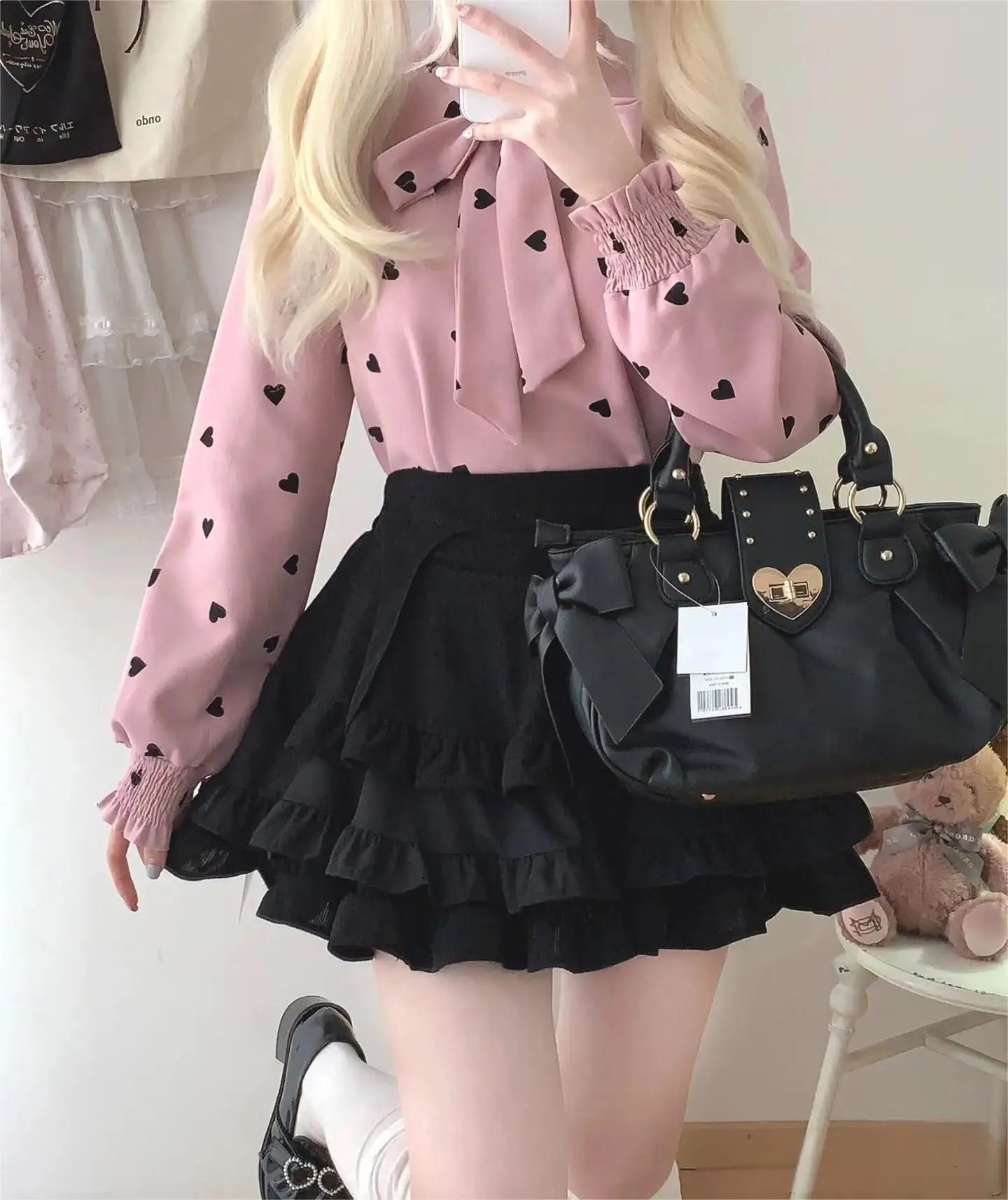 Sac Fourre-tout Femme Rose Style Japonais