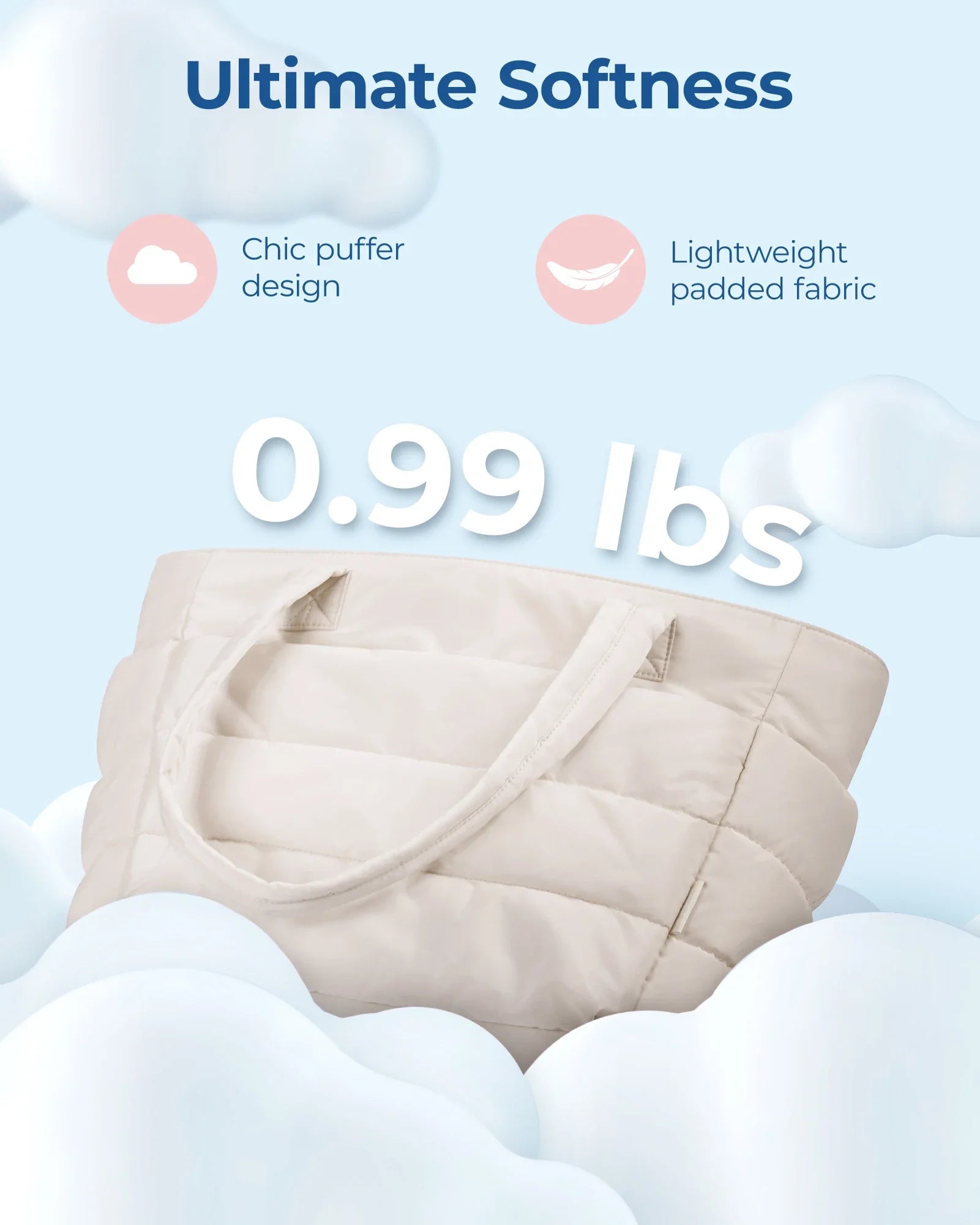 Sac Fourre-tout Capitonné Gris Organisé