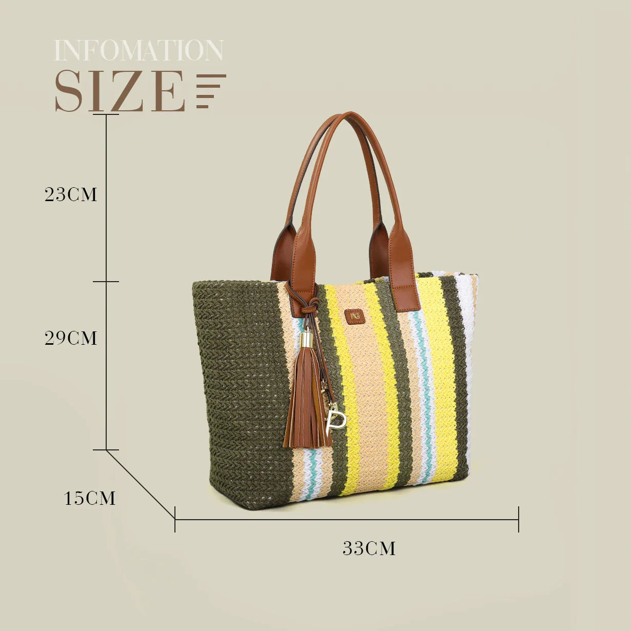 Sac Fourre-tout Tissé Rayé Multicolore Souple