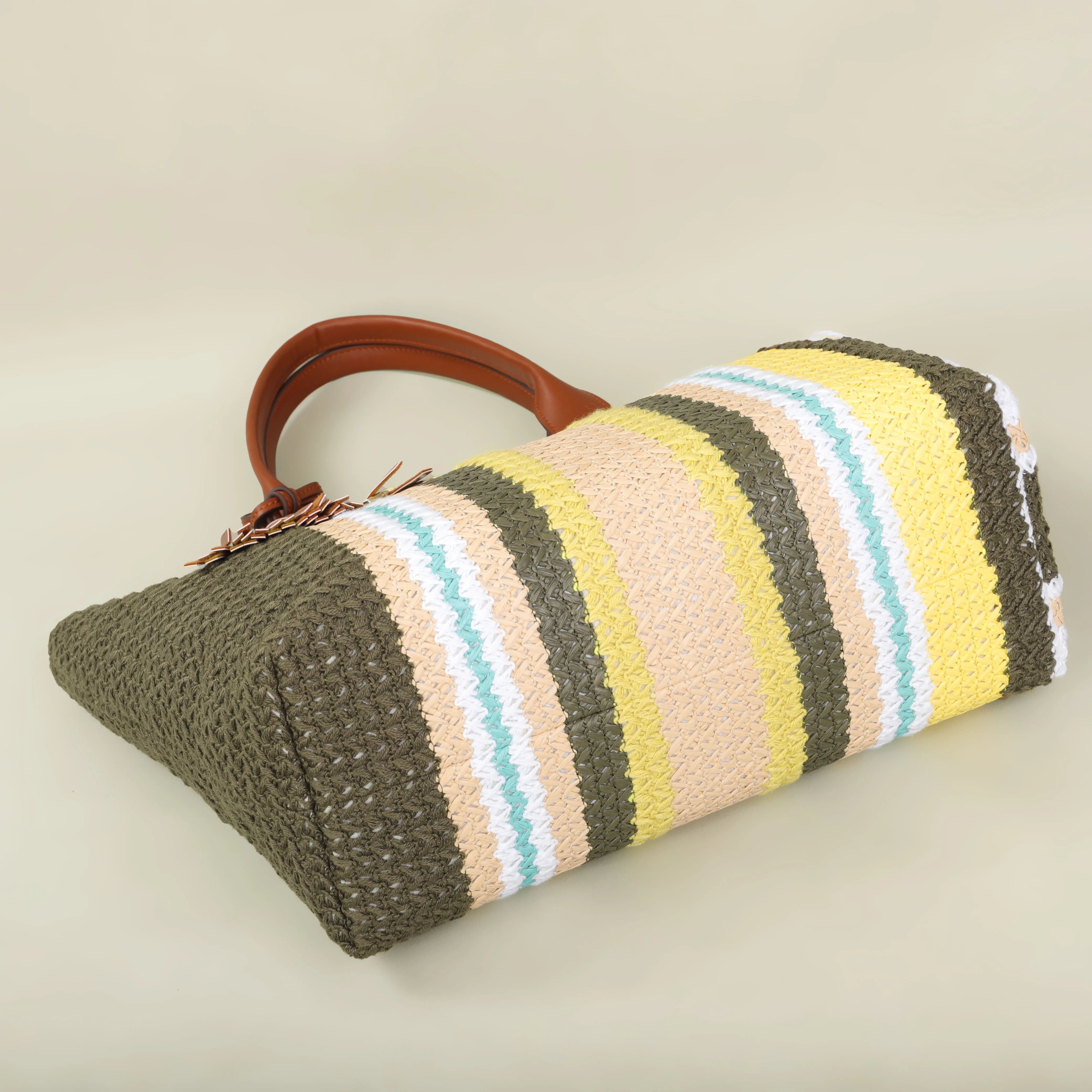 Sac Fourre-tout Tissé Rayé Multicolore Souple