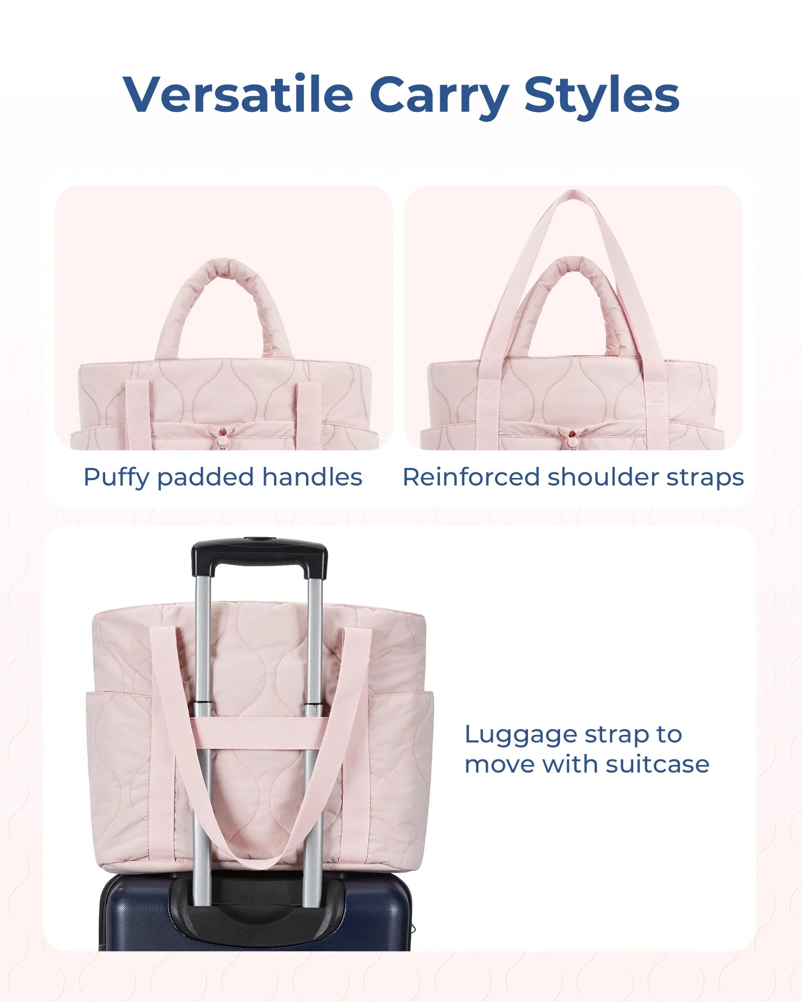 Sac Fourre-tout Matelassé Doux Rose