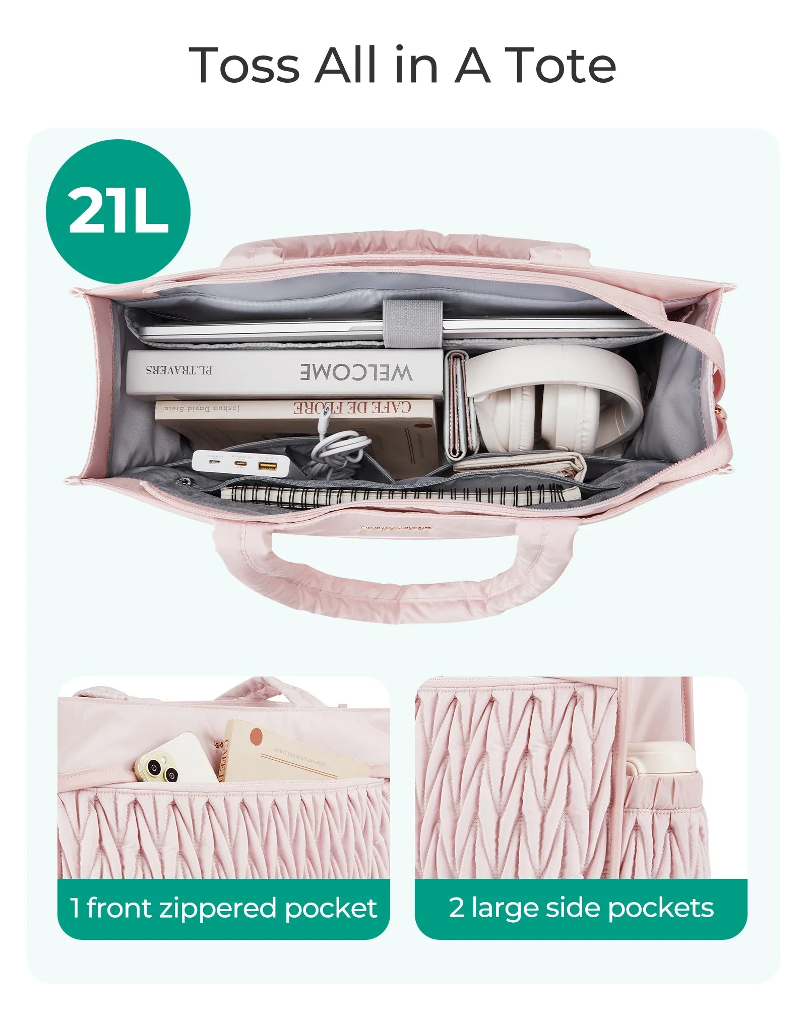 Sac Fourre-tout Rose Poudré Structuré