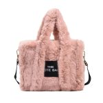Sac Fourre-tout Fausse Fourrure Rose Décontracté Femme