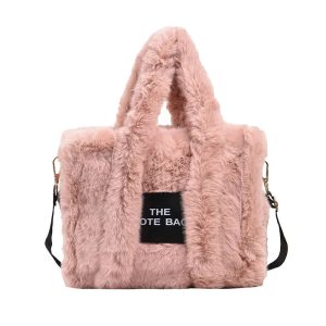 Sac Fourre-tout Fausse Fourrure Rose Décontracté Femme