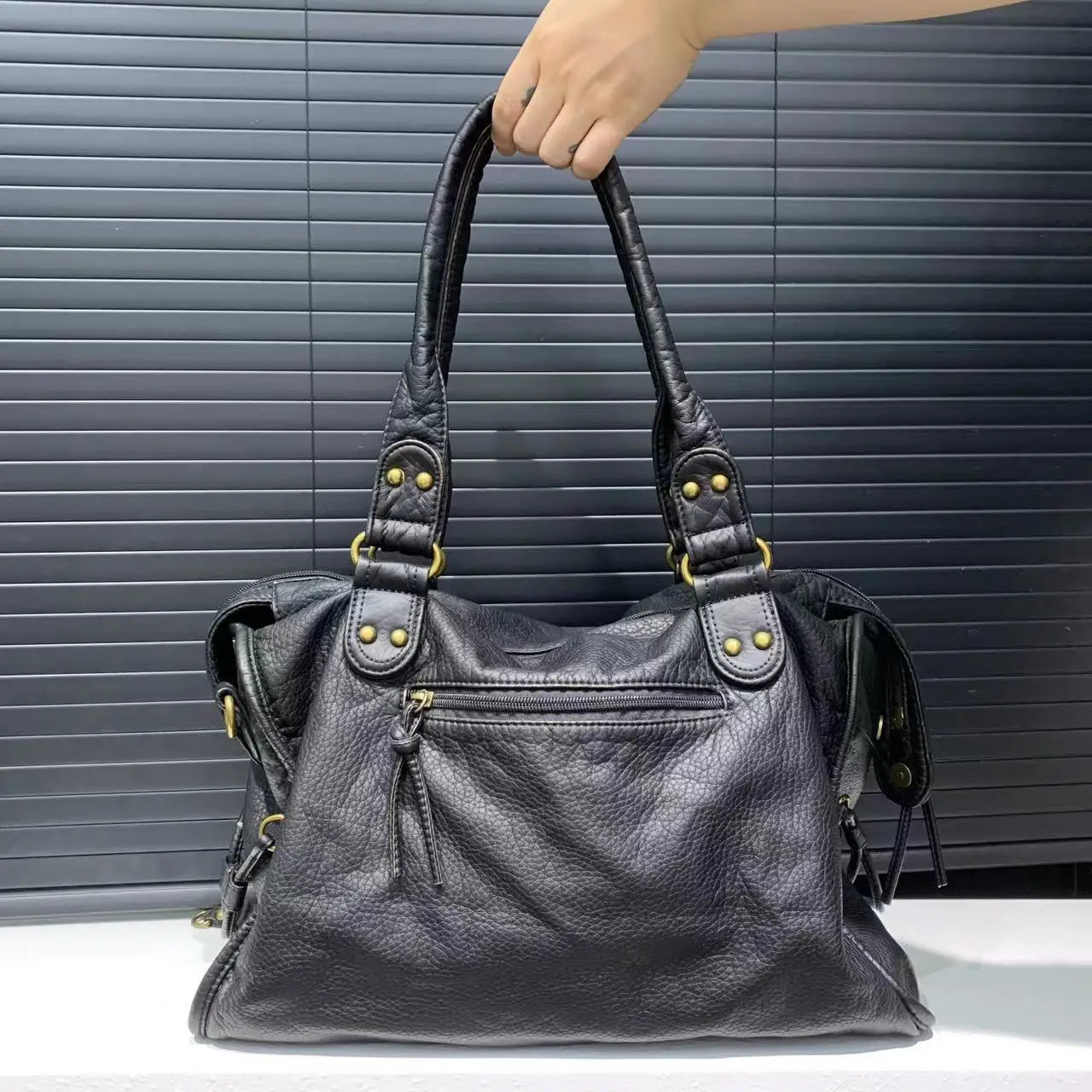 Sac Fourre-tout Moto Effet Cuir Lavé