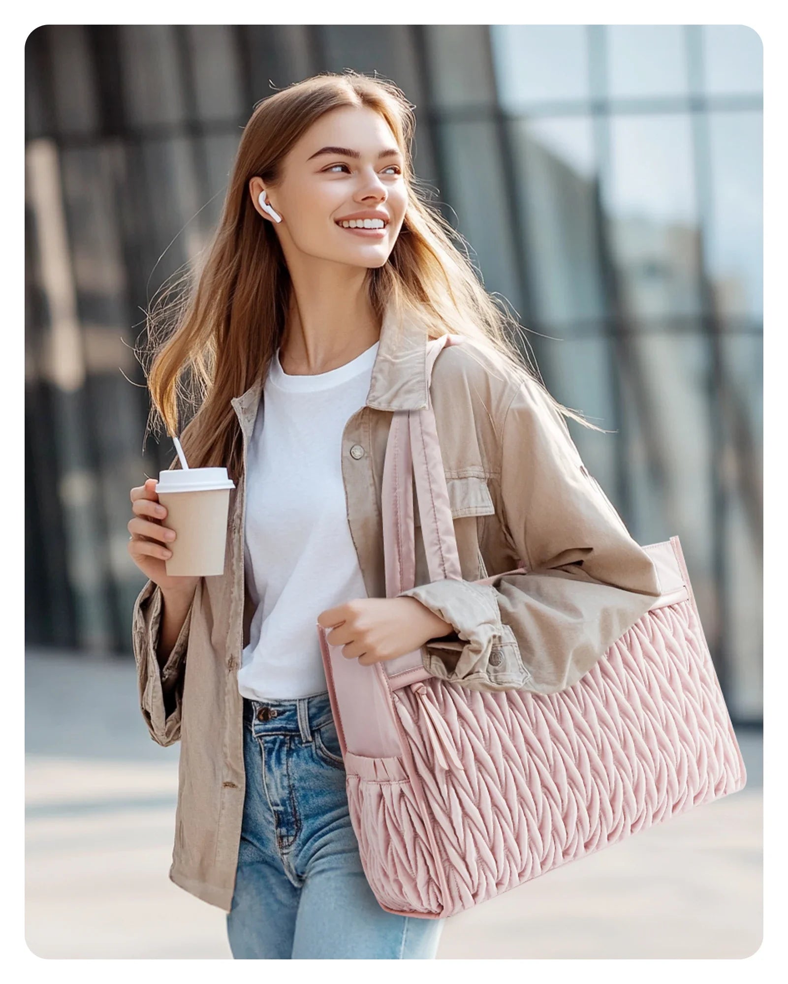 Sac Fourre-tout Polyester Gaufré Zippé
