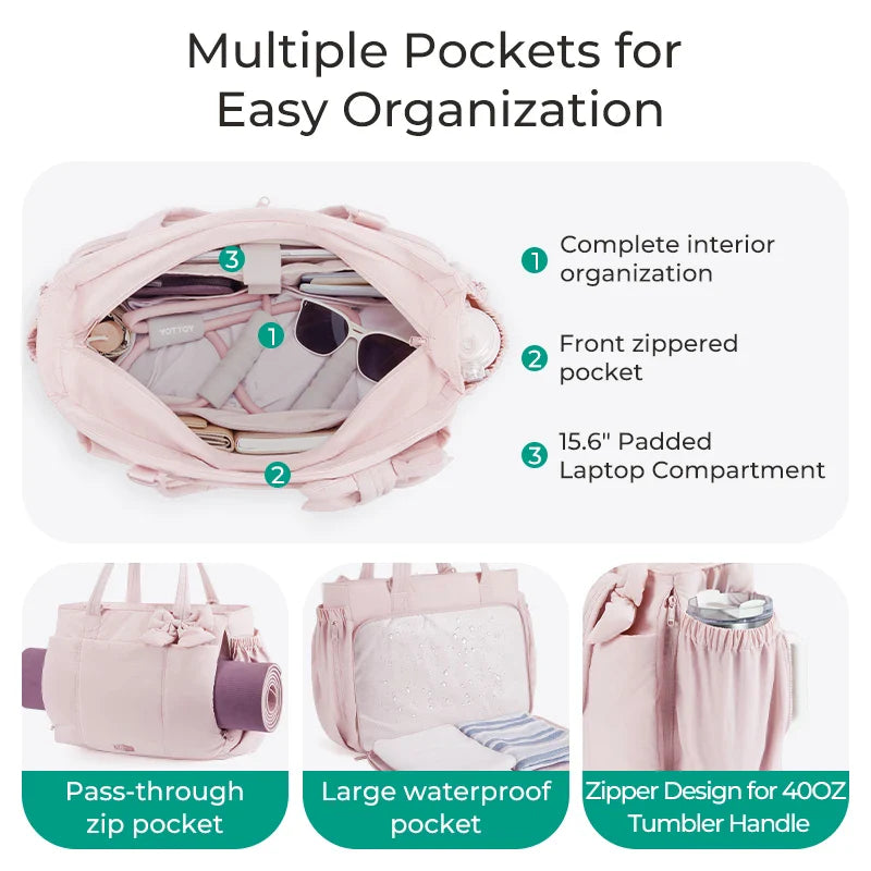 Sac Fourre-tout Bureau Rembourré Nœud Rose