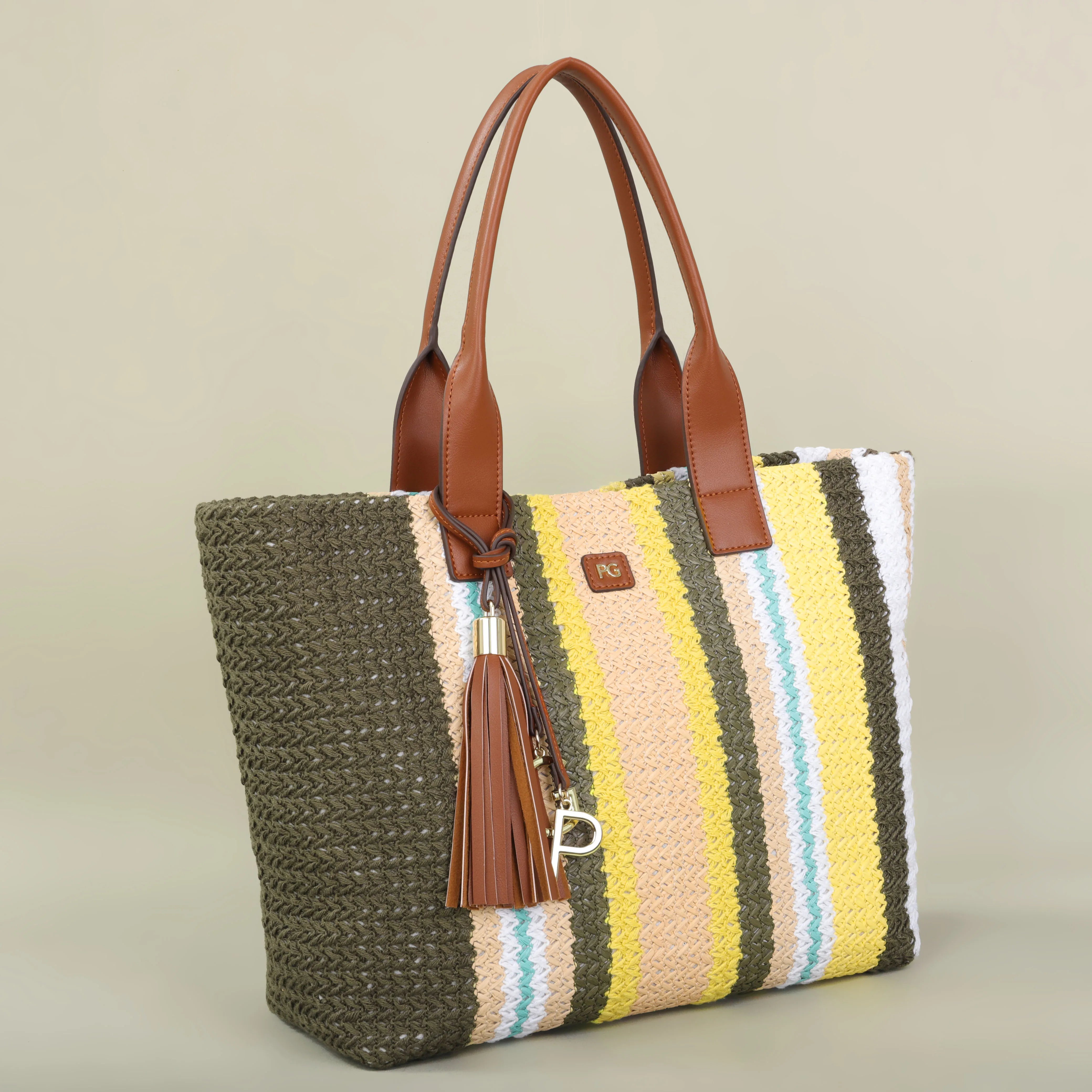 Sac Fourre-tout Tissé Rayé Multicolore Souple