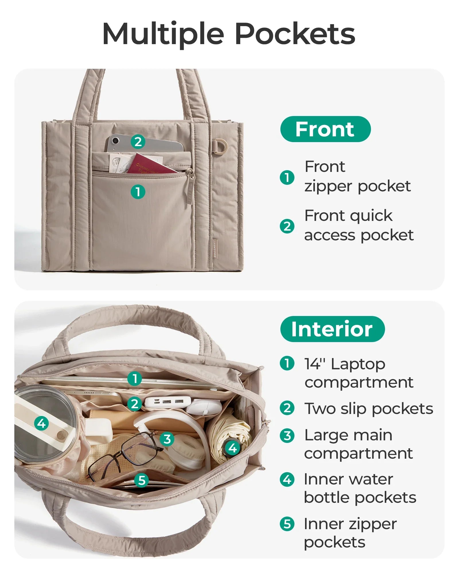 Sac Fourre-tout Structuré Polyester Léger