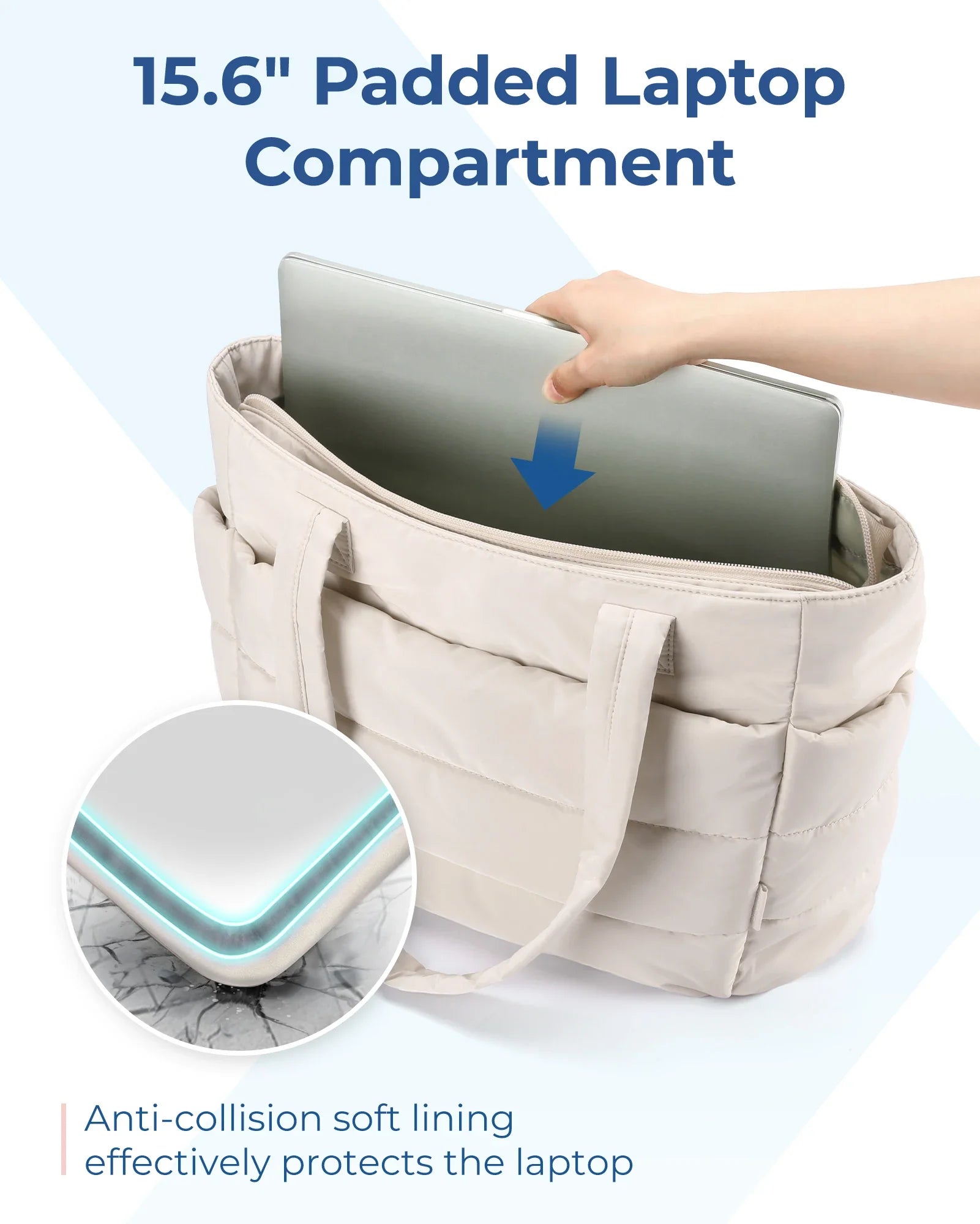 Sac Fourre-tout Capitonné Gris Organisé