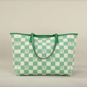 Sac Fourre-tout Femme Polyester Damier Vert