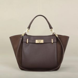 Sac Fourre-tout Géométrique Similicuir Marron