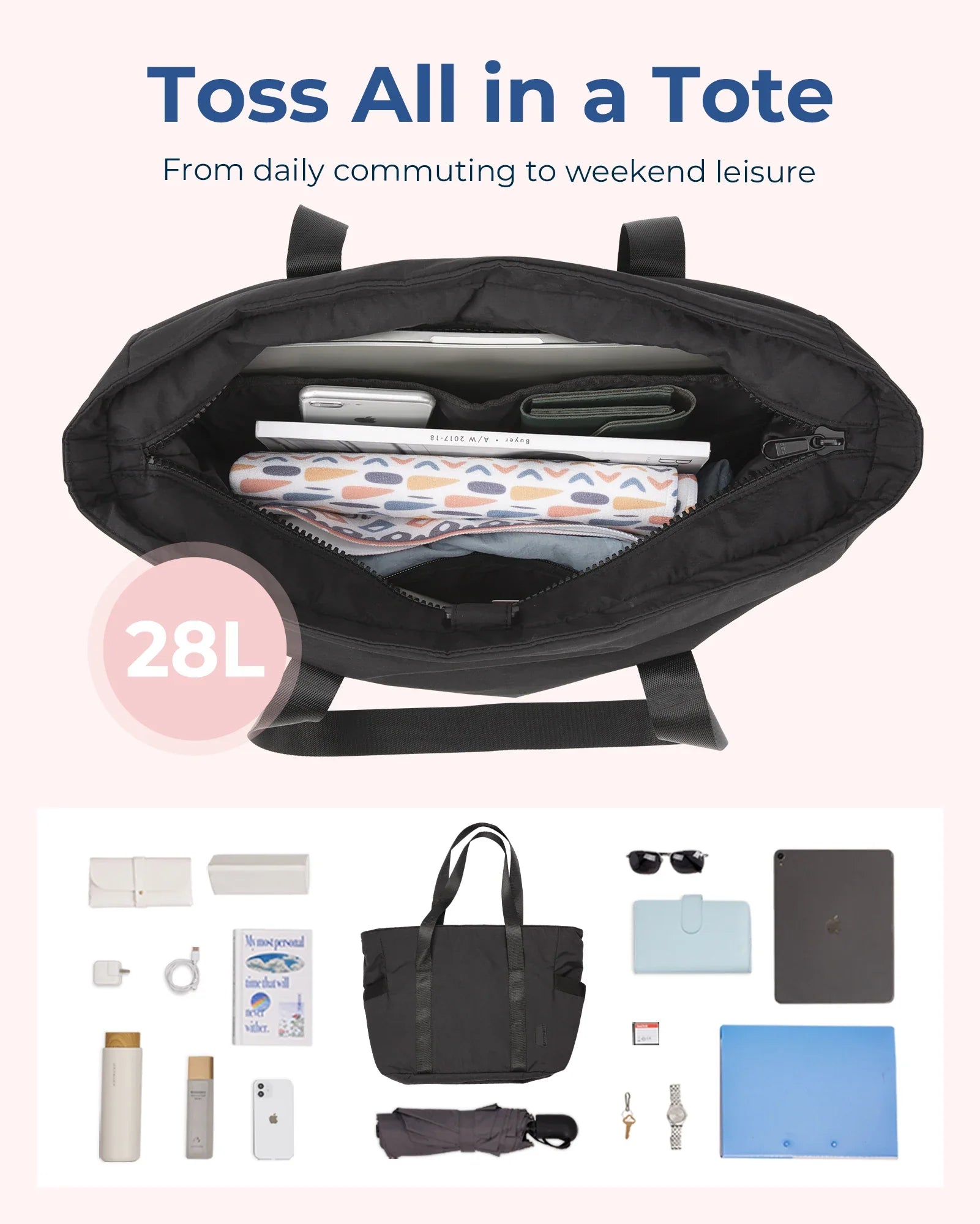 Sac Fourre-tout Spacieux Portable Polyester