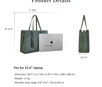 Sac Fourre-tout Ordinateur Floral Vert