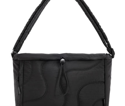 Sac Fourre-tout Rembourré Noir Fermeture Cordon