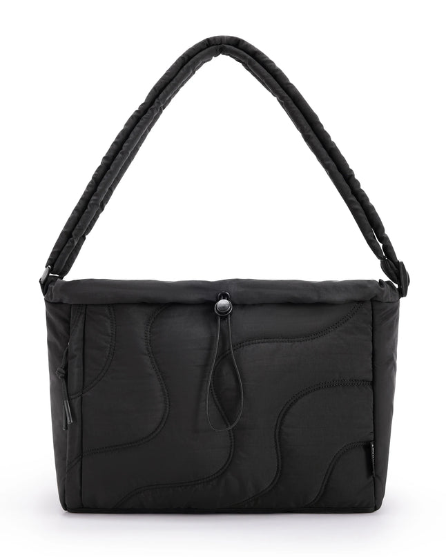 Sac Fourre-tout Rembourré Noir Fermeture Cordon