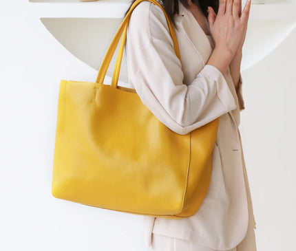 Sac Fourre-tout Cuir Vache Souple Épuré