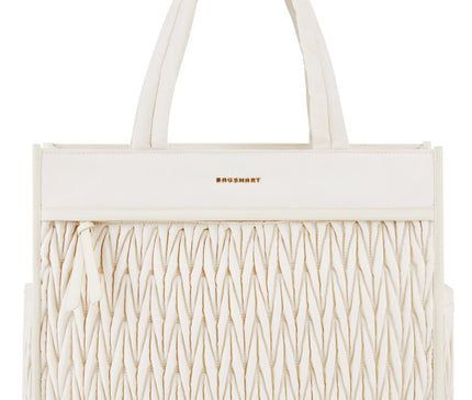 Sac Fourre-tout Plissé Crème Zippé