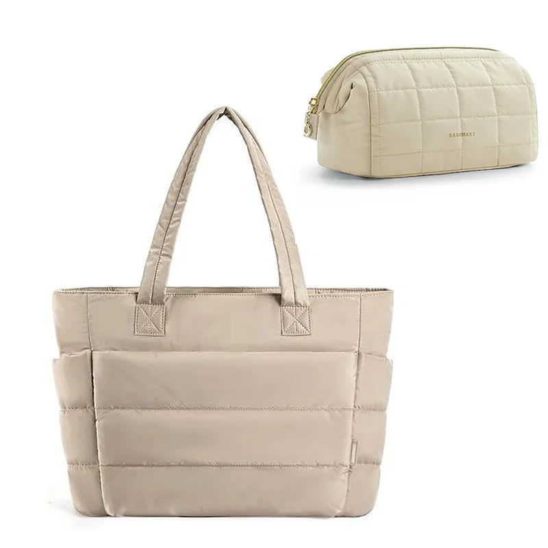 Sac Fourre-tout Épaulé Grande Capacité Beige