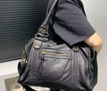 Sac Fourre-tout Moto Effet Cuir Lavé
