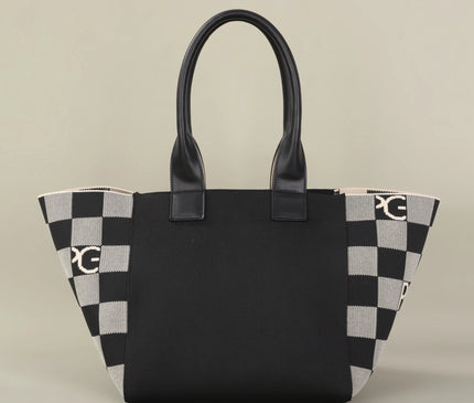 Sac Fourre-tout Noir Motif Damier Élégant