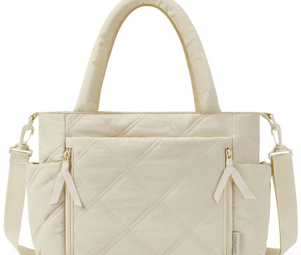 Sac Fourre-tout Matelassé Polyvalent Beige