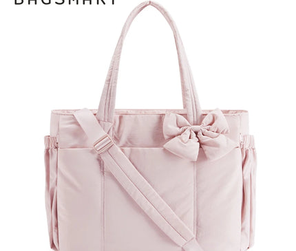 Sac Fourre-tout Bureau Rembourré Nœud Rose