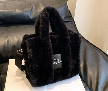Sac Fourre-tout Peluche Zippé Bandoulière Femme