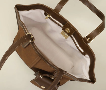 Sac Fourre-tout Coton Femme Marron Élégant