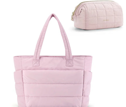 Sac Fourre-tout Rose Gonflé Pochette Assortie