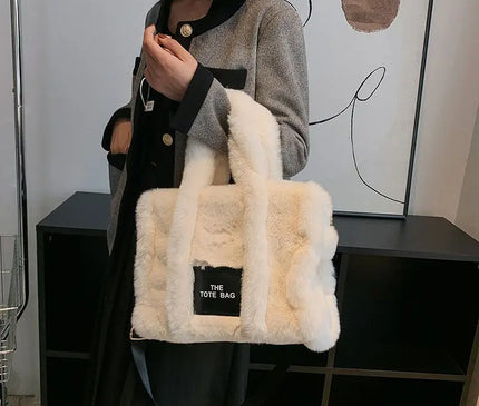 Sac Fourre-tout Peluche Jaune Femme