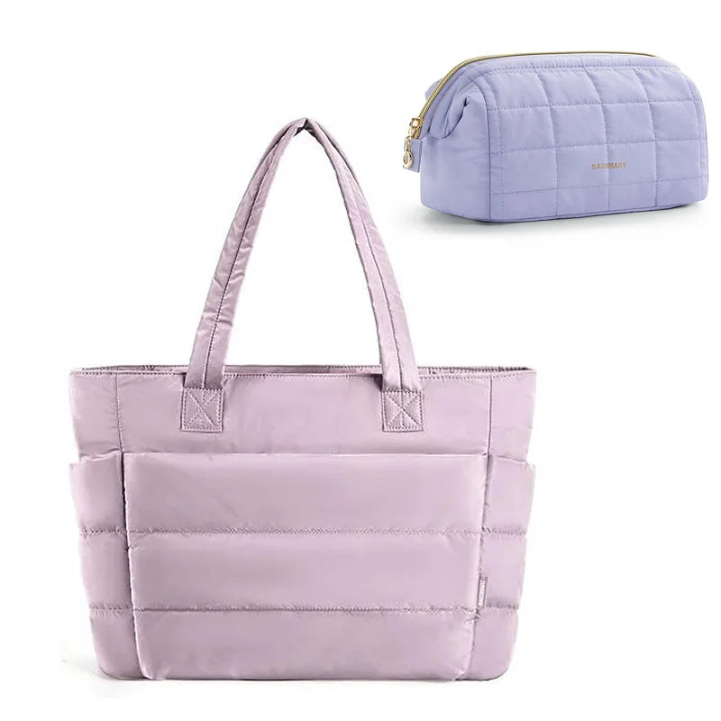 Sac Fourre-tout Doudoune Lilas avec Pochette