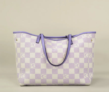 Sac Fourre-tout Femme Carreaux Lilas Doux