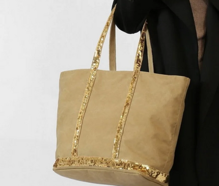 Sac Fourre-tout Canvas Paillettes Argentées