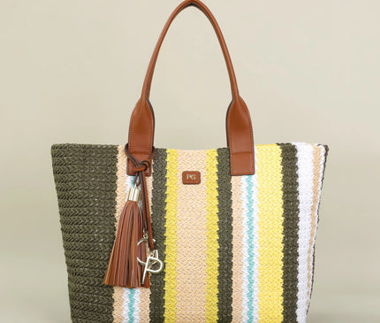 Sac Fourre-tout Tissé Rayé Multicolore Souple