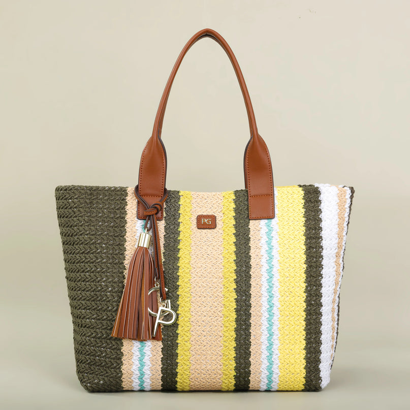 Sac Fourre-tout Tissé Rayé Multicolore Souple