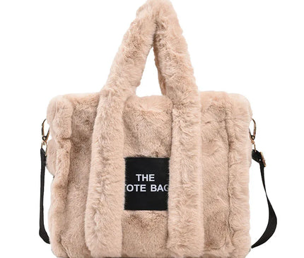 Sac Fourre-tout Peluche Zippé Bandoulière Femme