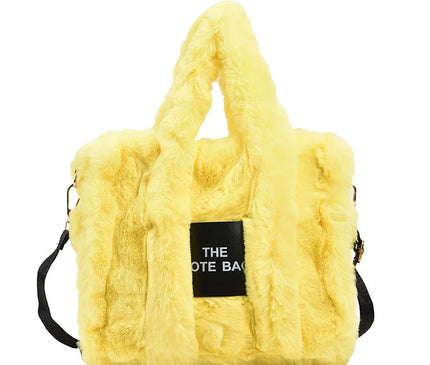 Sac Fourre-tout Peluche Jaune Femme