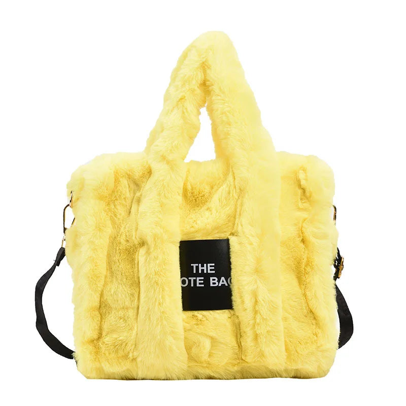 Sac Fourre-tout Peluche Jaune Femme